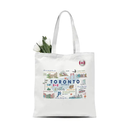 Toronto Watercolor Canvas Tote Bag - Illustrated City Landmarks