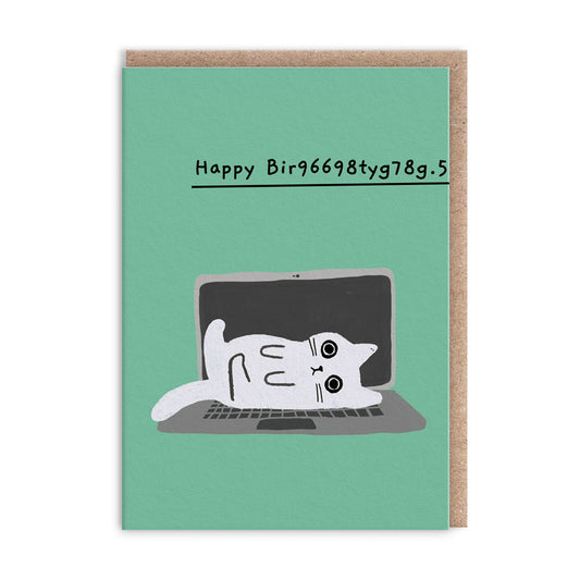 Laptop Kitten Mini Greeting Card