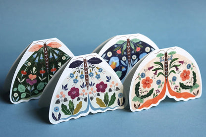 Floral Moth shaped card - Peach