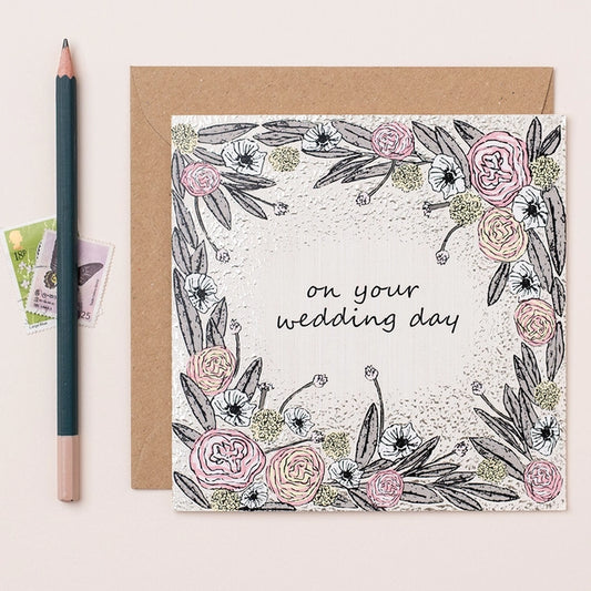 Wedding Day Floral Square Card