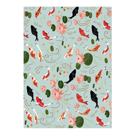 Fishes And Lily Pad Flat Sheet Wrapping Paper