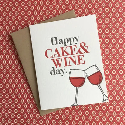 Happy Birthday Cake & Wine Card