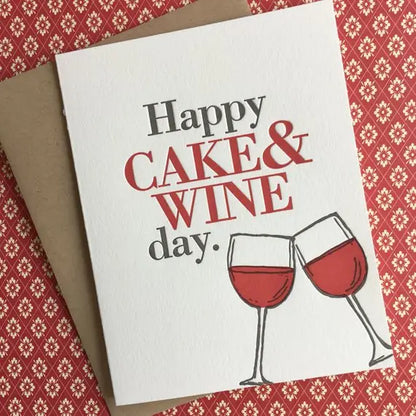 Happy Birthday Cake & Wine Card