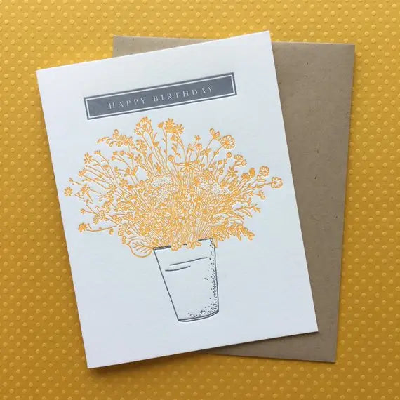 Happy Birthday Flower Bucket Card