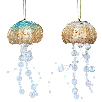 Painted Resin Jelly Fish Ornaments With Iridescent Legs