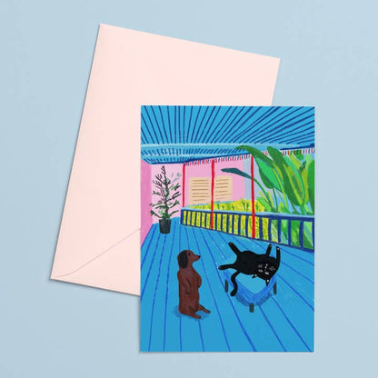 Hockney's Dog & Cat Card