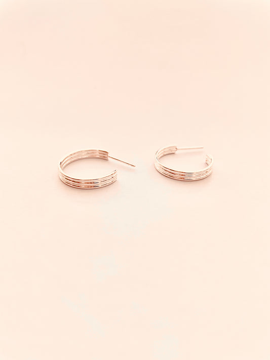18mm Hoop With Ribs Sterling Silver Earrings