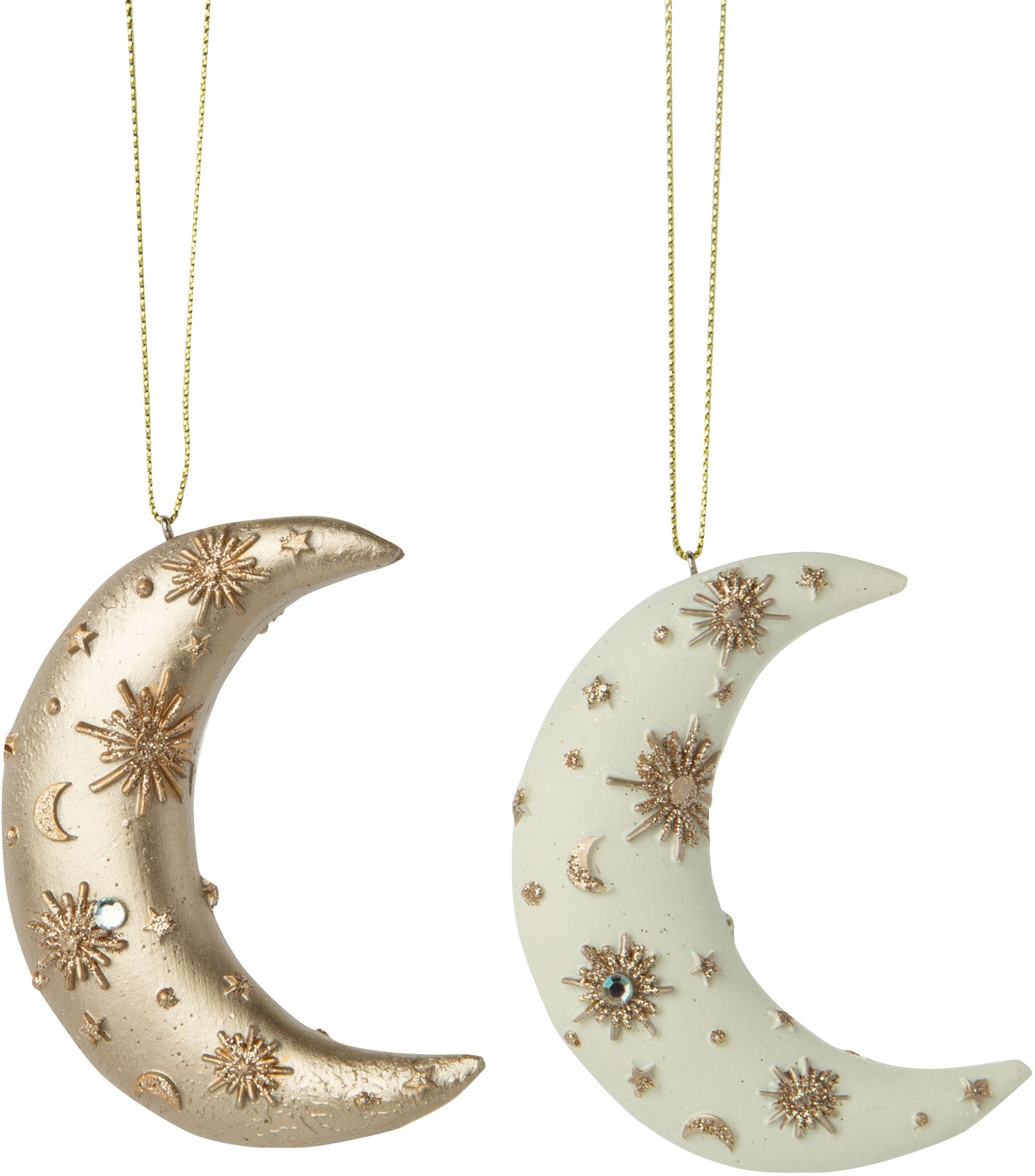 Painted Resin Crescent Moon Ornament