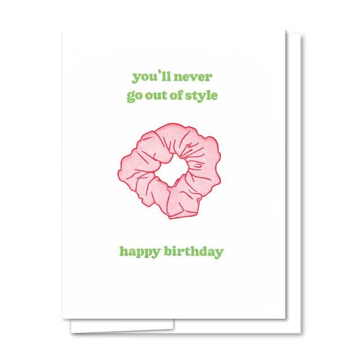 Scrunchie Card Letterpress Birthday Card