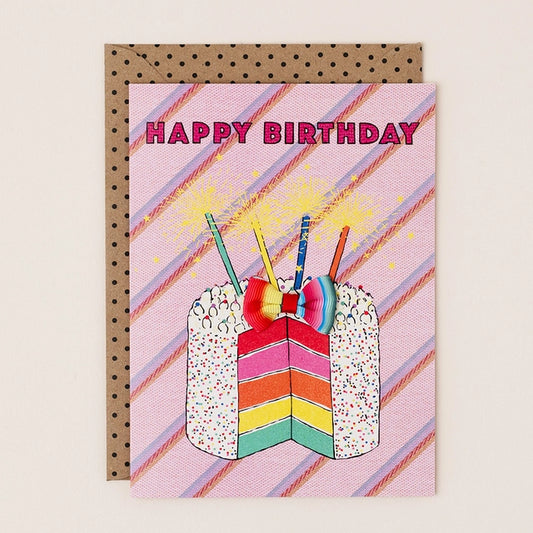 Rainbow Cake Hand-finished Birthday Card