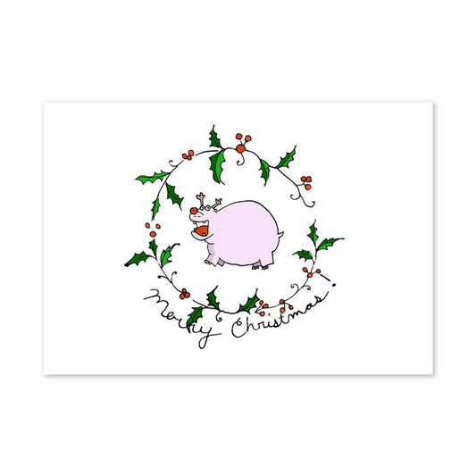 Christmas Hippo Holiday Card