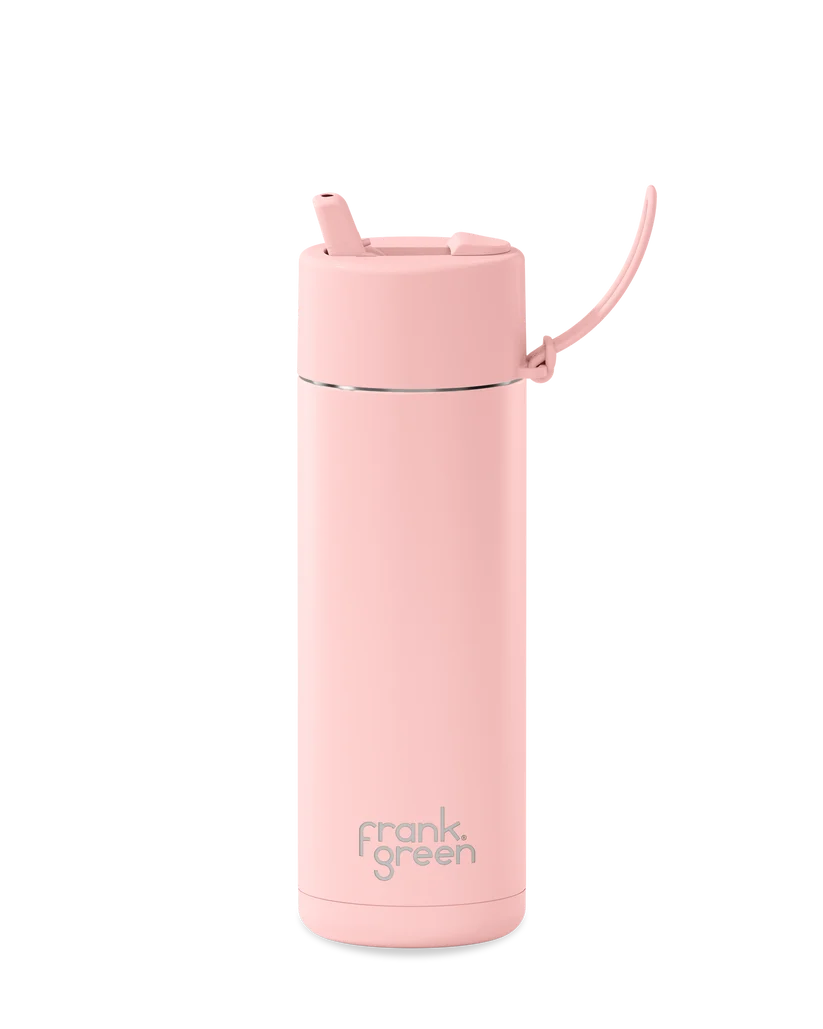 Ceramic Reuseable Water Bottle Flip Straw Lid Blushed 20oz