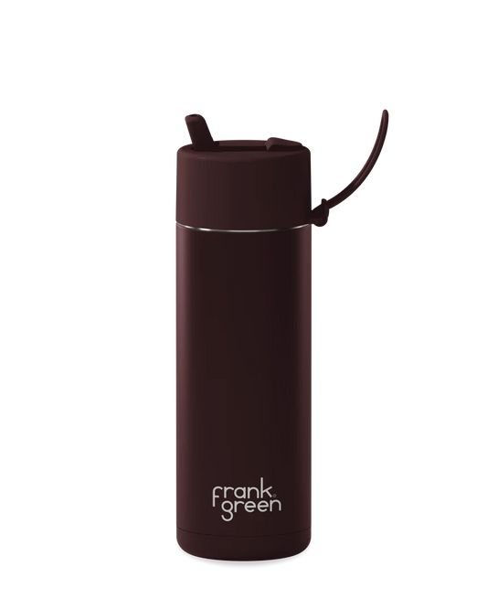 Ceramic Reuseable Water Bottle Flip Straw Lid Chocolate 20oz