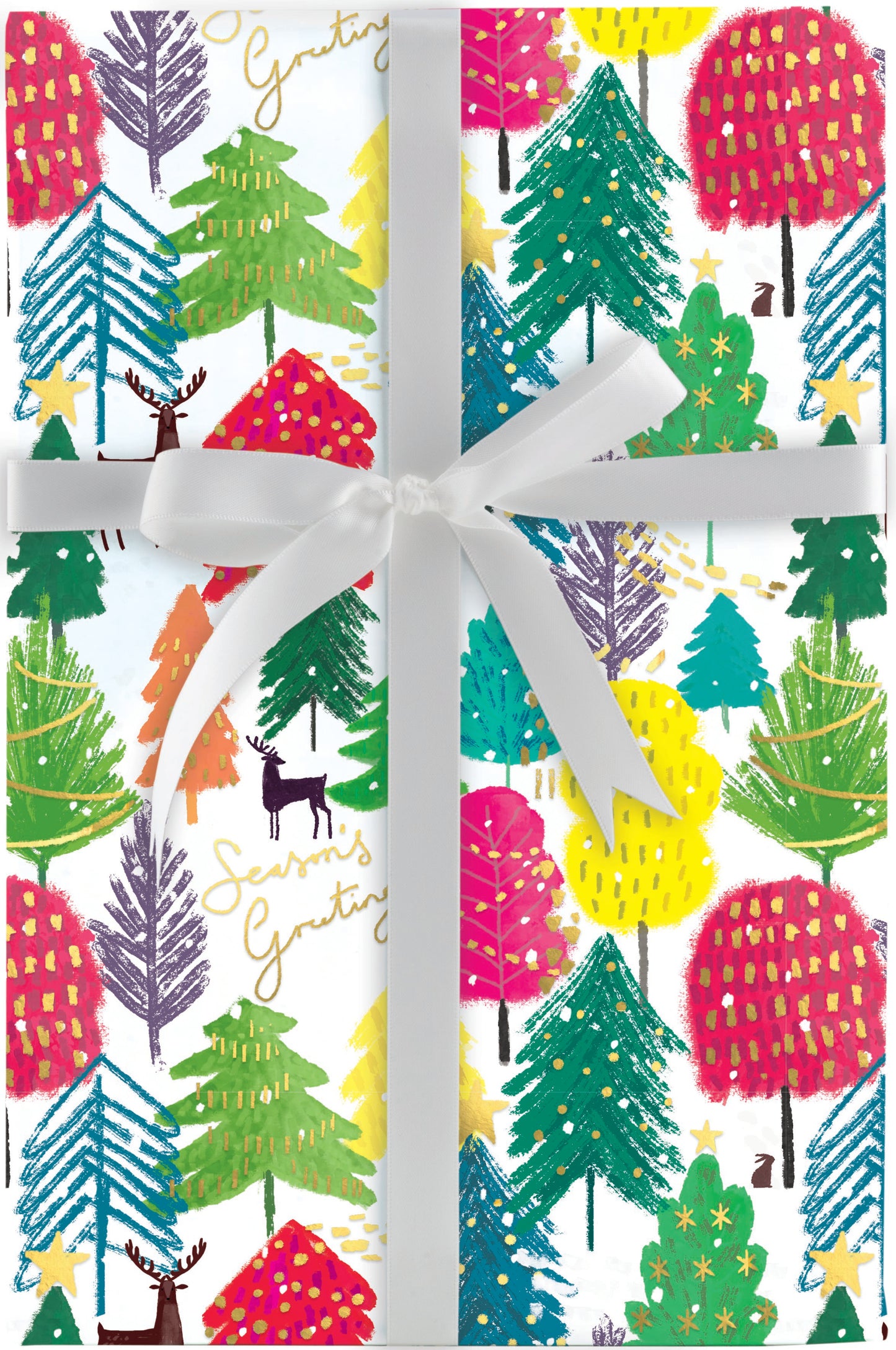 Bold Bright-Trees Jumbo Roll Wrap 10Ft