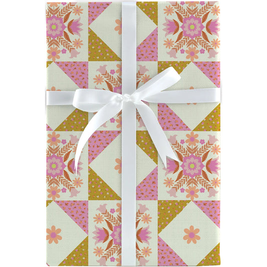 Quilted Florals-Stars Jumbo Roll Wrap