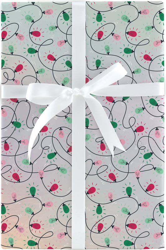 Pink And Green String Of Lights Jumbo Roll Wrap 8Ft