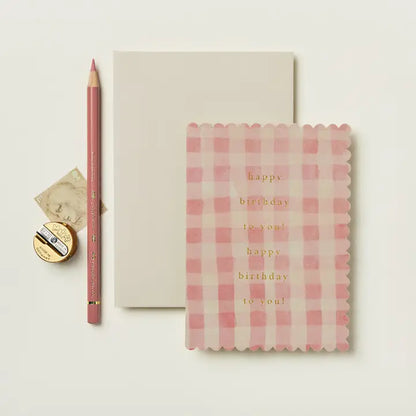 Pink Gingham Happy Birthday to You! Card