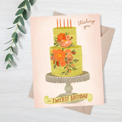 Floral Birthday Cake Card