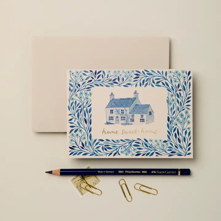 Blue Flora Home Sweet Home Card