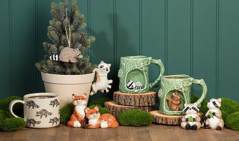 Allover Raccoon Stoneware Mug