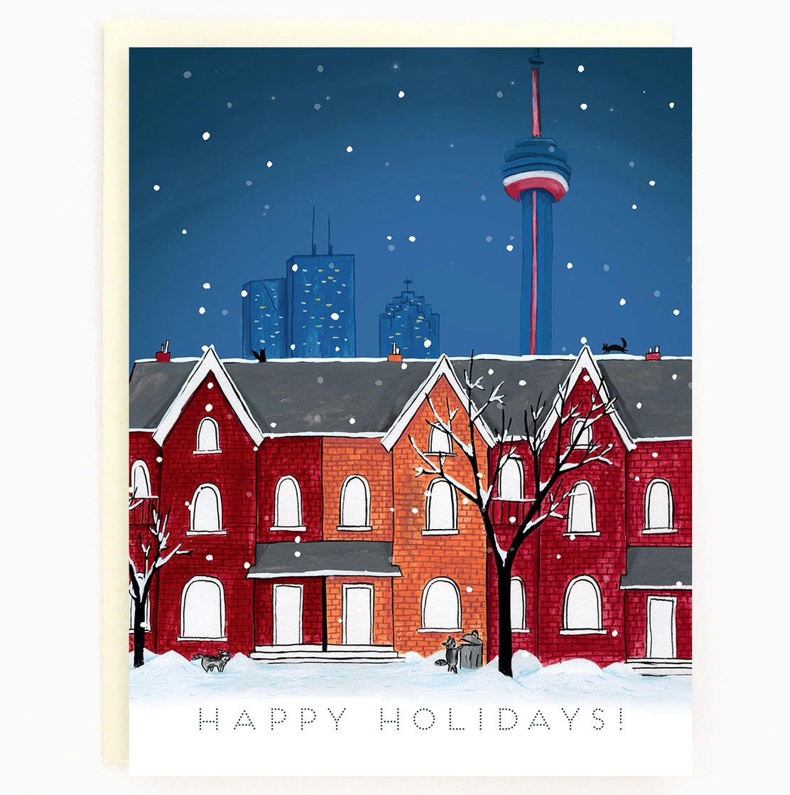 Toronto Snowy Night Scene Card