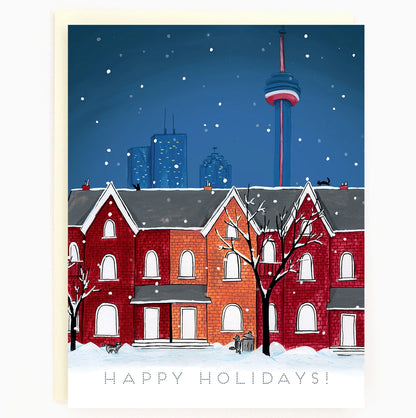 Toronto Snowy Night Scene Card