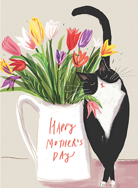 Cat And Tulips Mother's Day Card
