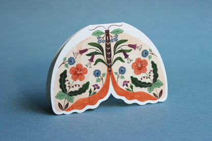 Floral Moth shaped card - Peach