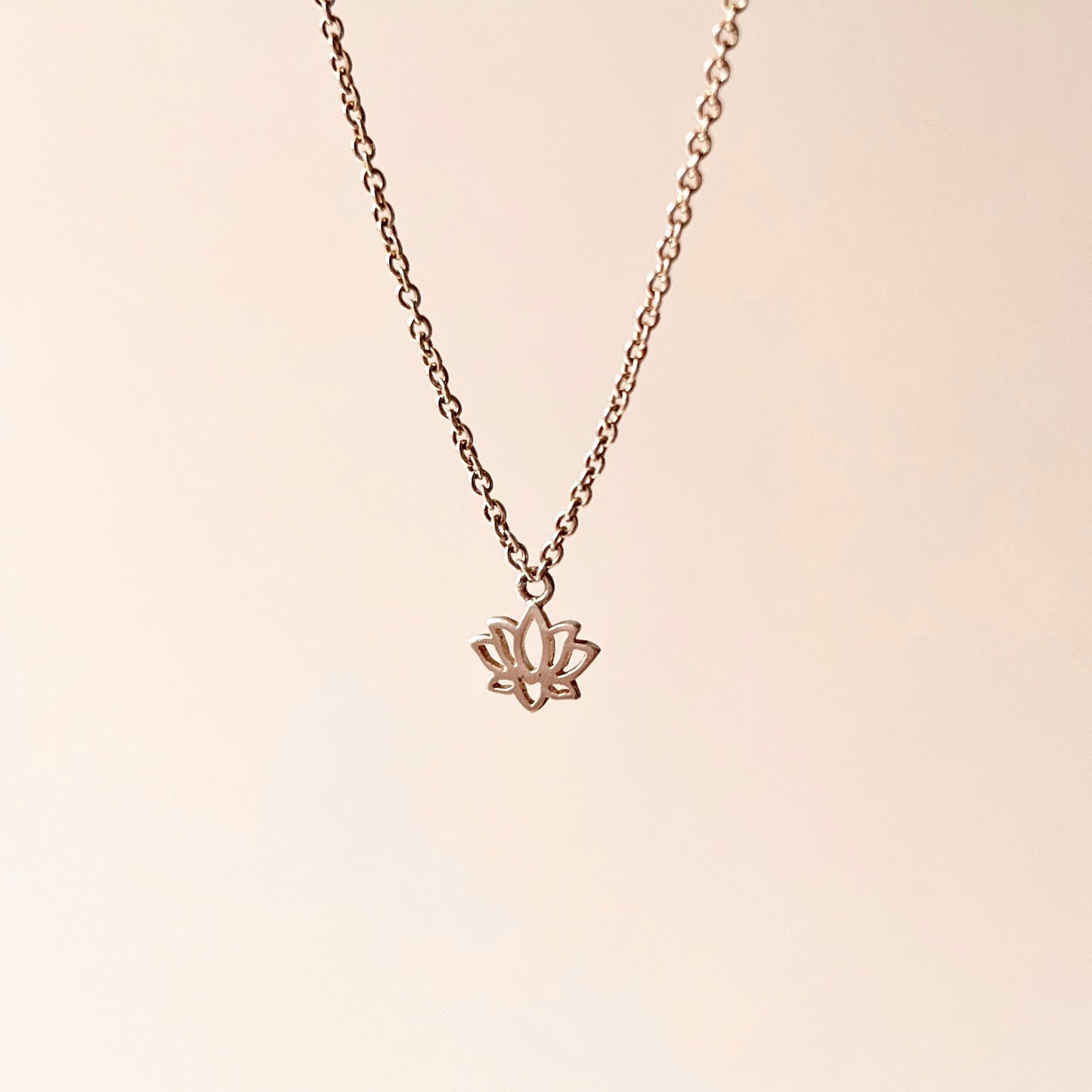 Viny Tiny Lotus Brushed Sterling Silver Necklace