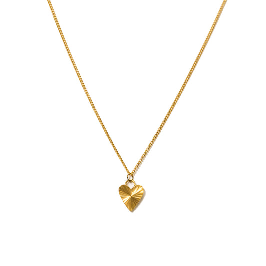 Fluted Heart Necklace Gold