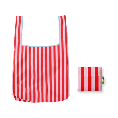 Pink & Red Stripes Foldable Nylon Tote