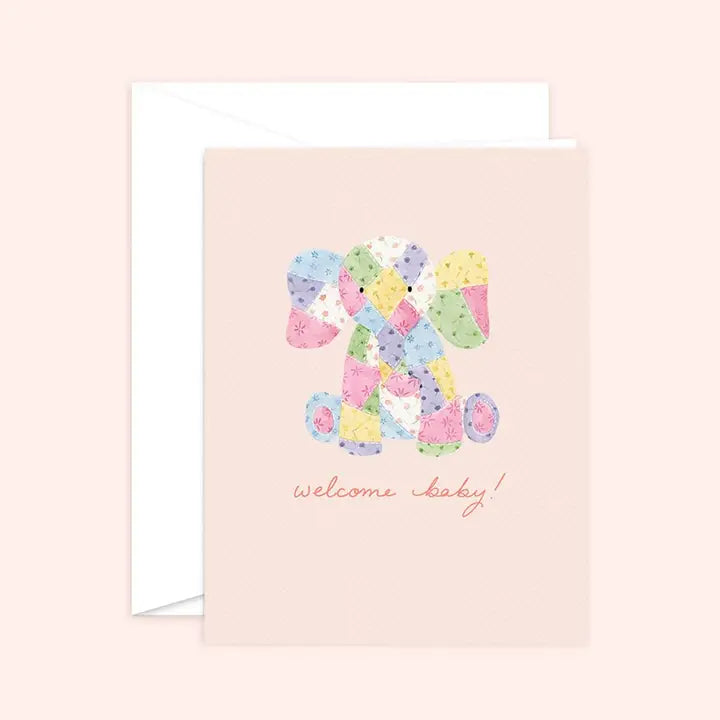 Patchwork Elephant Baby Card
