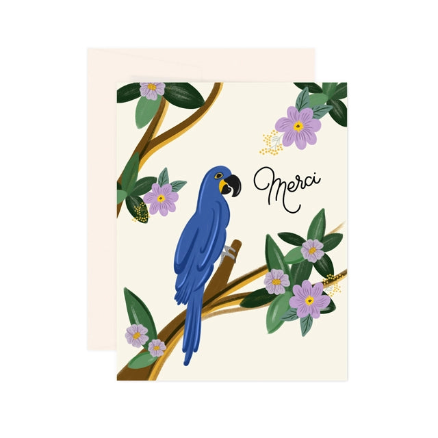 Blue Macaw Merci Card