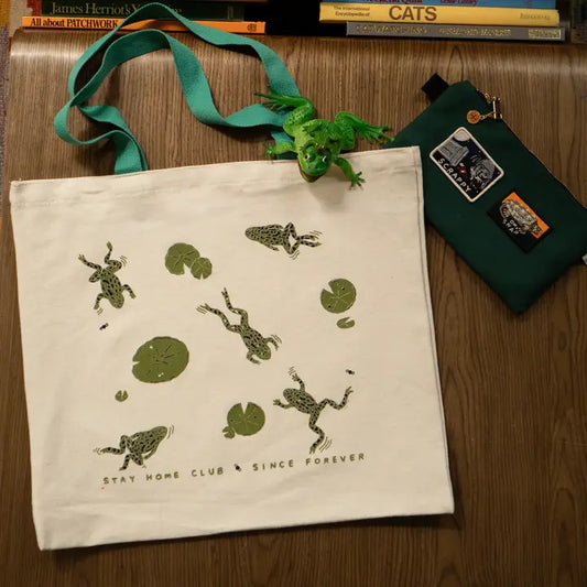 Frog Days Flat Tote | Two Tone Canvas Tote Bag