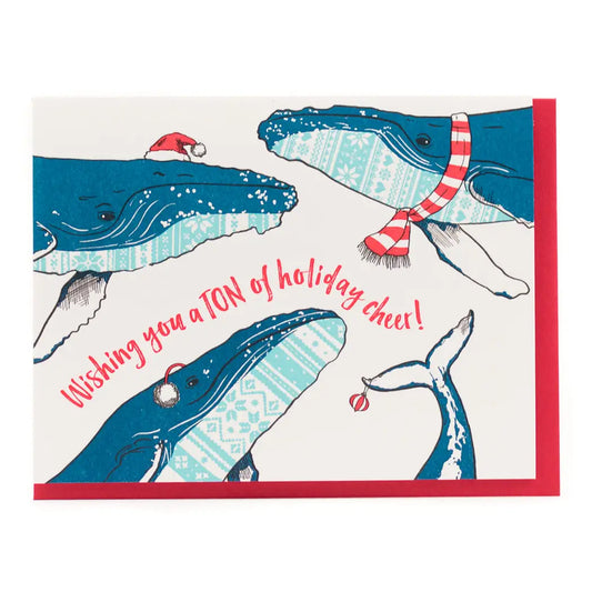 Holiday Sweater Whales Card