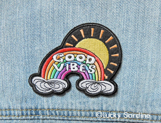 #53  VIBES, Sunshine Rainbow Embroidered Patch