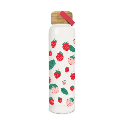 Berry Fresh Glass Water Bottle with Bamboo Lid