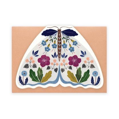 Floral Moth shaped card - Grey