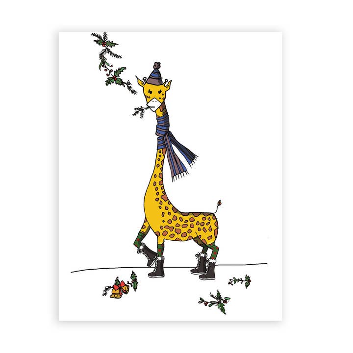 Mistletoe Giraffe Holiday Card