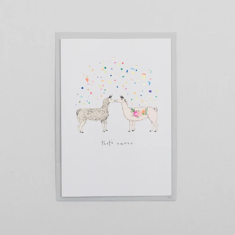 Thats Amore Valentines Llamas With Gold Foil Confetti Card