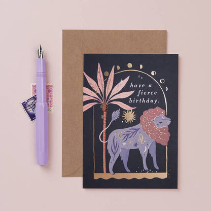 Lion  Star Sign Zodiac Birthday Card