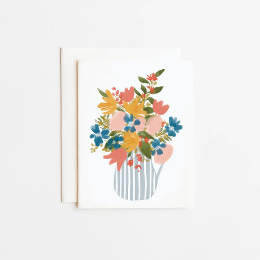 Stripe Flower Vase Bouquet Card