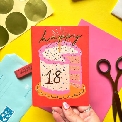 18th Birthday Cake Greetings Card