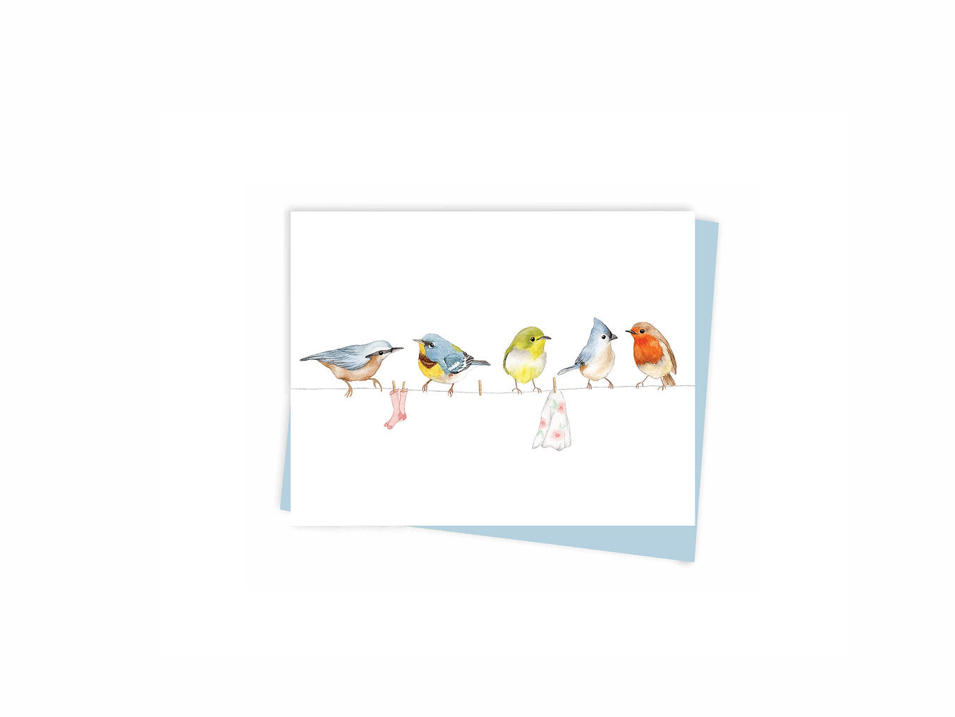 Mini Card Birds On A Clothesline