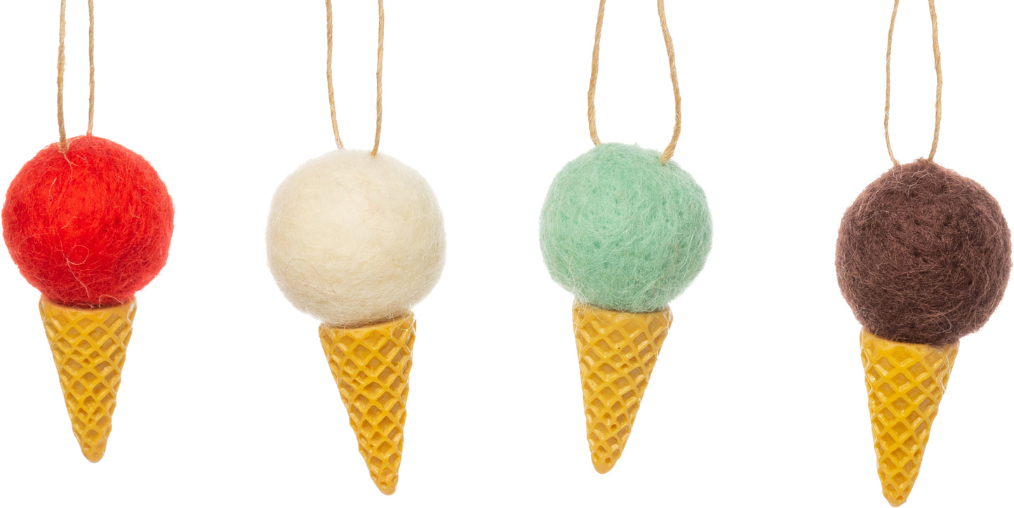 F38 - Mini Felt Ice Cream Cone Ornament