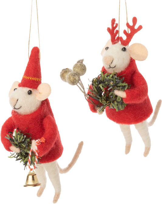 Felt Mouse Red Felt Sweater And Christmas Accessories Ornament