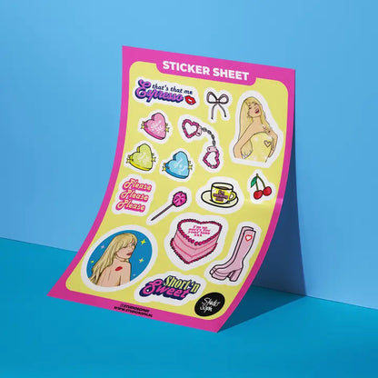Pop Girl Pink Yellow Sticker Sheet