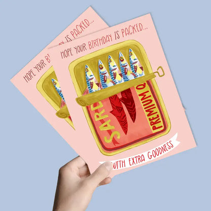 Packed Sardine Tin Birthday Card