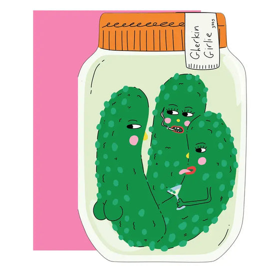 Gherkin Girlie Die Cut Greeting Card