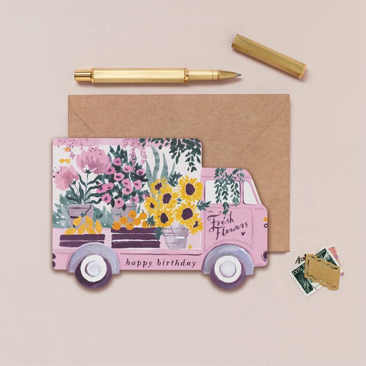 Flower Truck Birthday Card